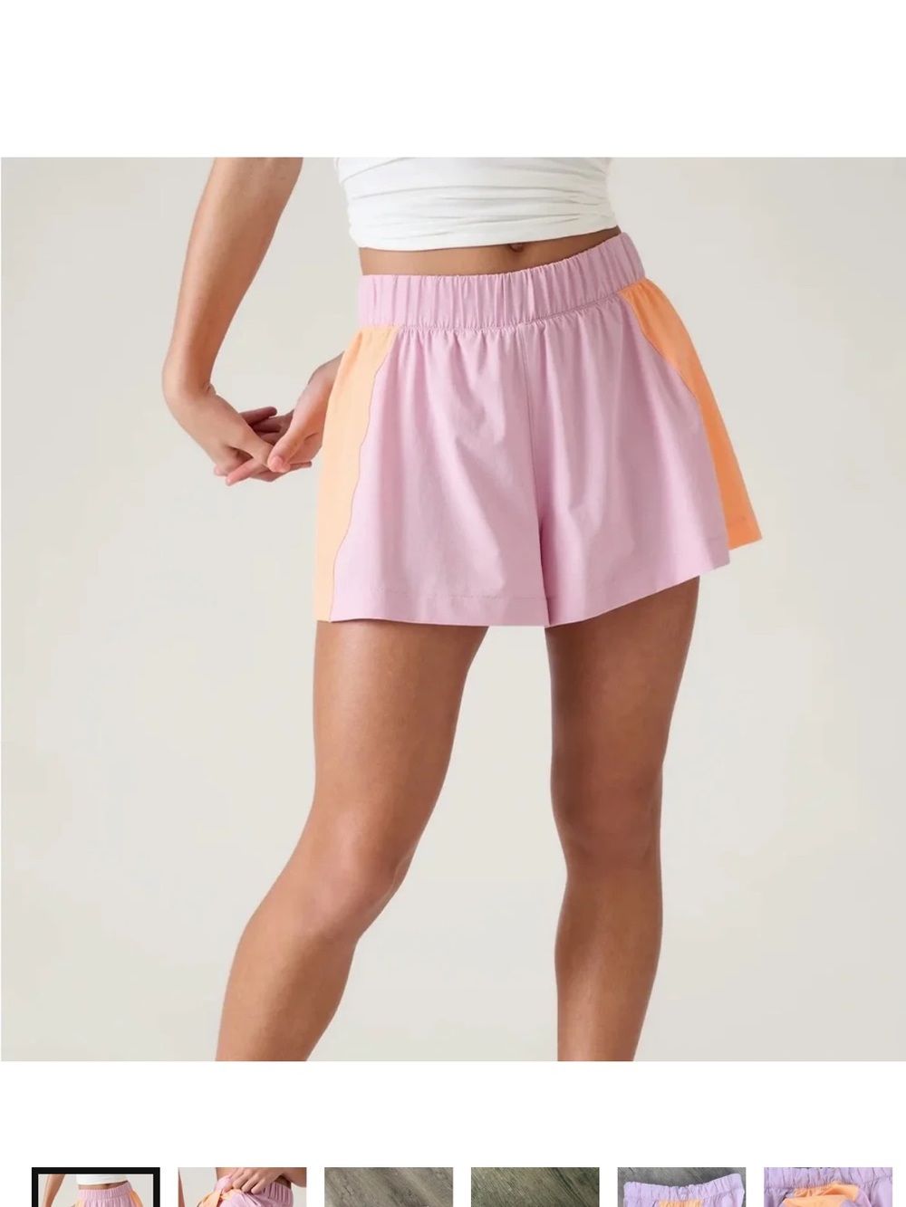 Athleta girls Pink Athletic Shorts with Peach Side Panels